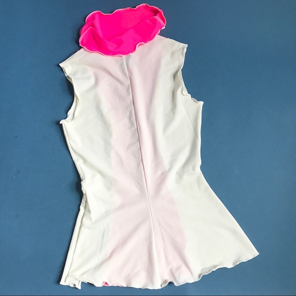 SOLD Vtg 90s neon pink white dayglo colorblock tank top - Picture 7 of 8